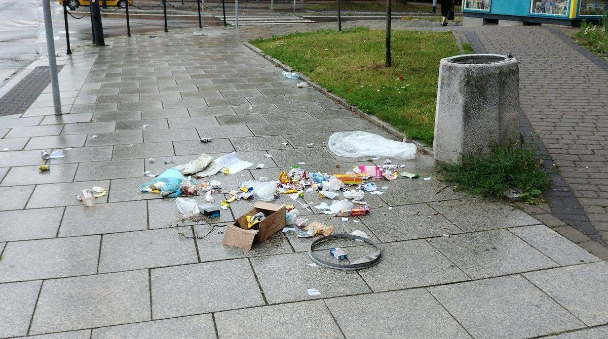 Ktoś celowo rozrzucił śmieci