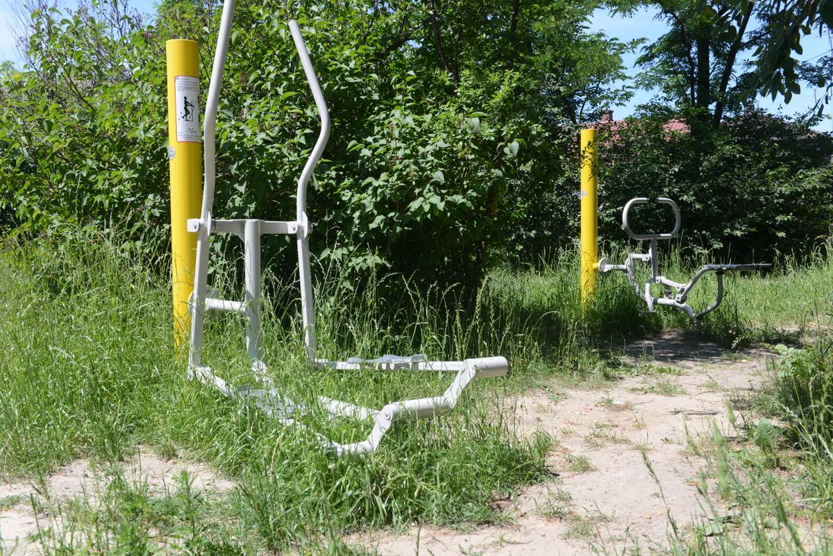 Zarośnięty plac zabaw w Dąbrowie Narodowej
