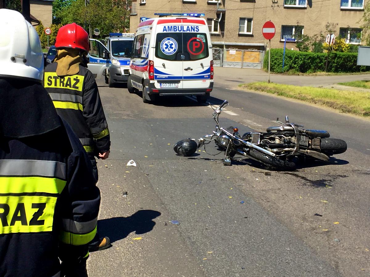 Wypadek z udziałem motocyklisty na Górze Piasku