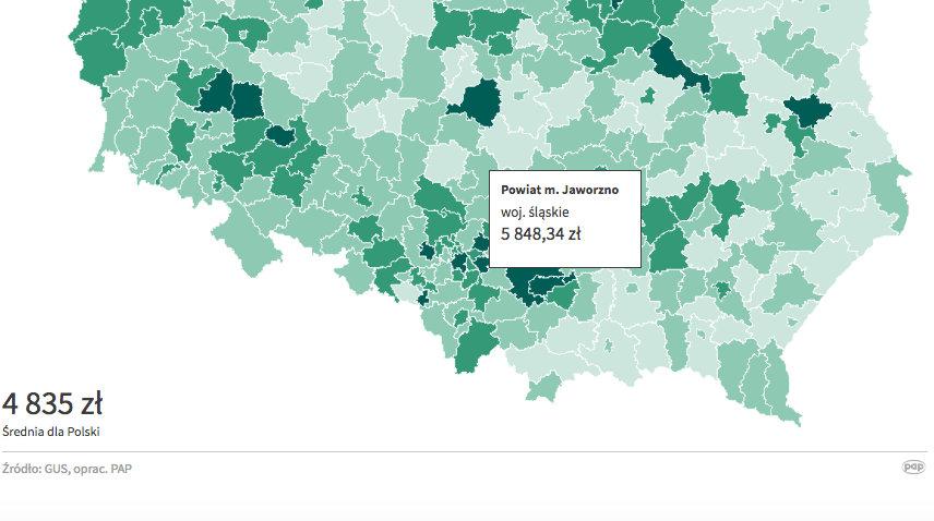 Jaworzno trzecie w Polsce z przeciętną pensją na poziomie 5705 zł