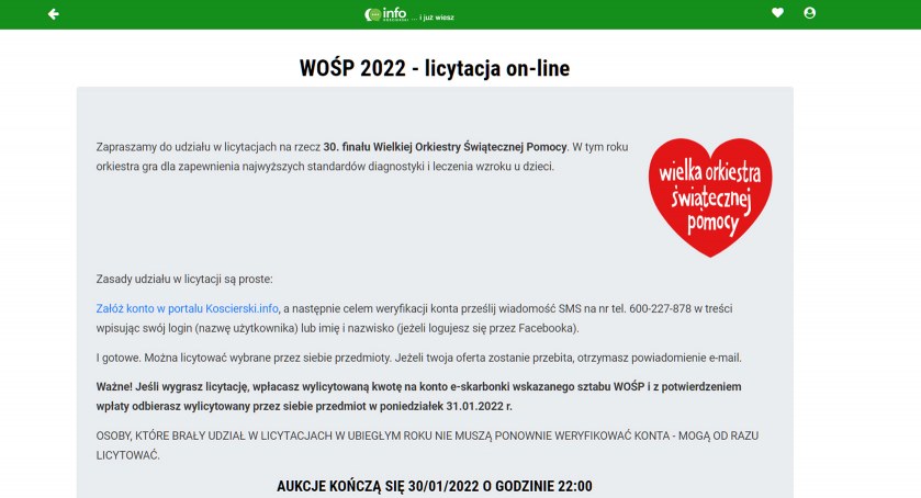 Kolejny raz gramy z WOŚP - zapraszamy na aukcje.koscierski.info!