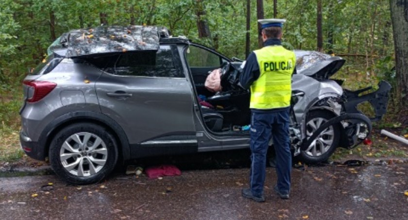 Zamek Kiszewski. Renault rozbiło się na drzewie - zginęło małżeństwo 