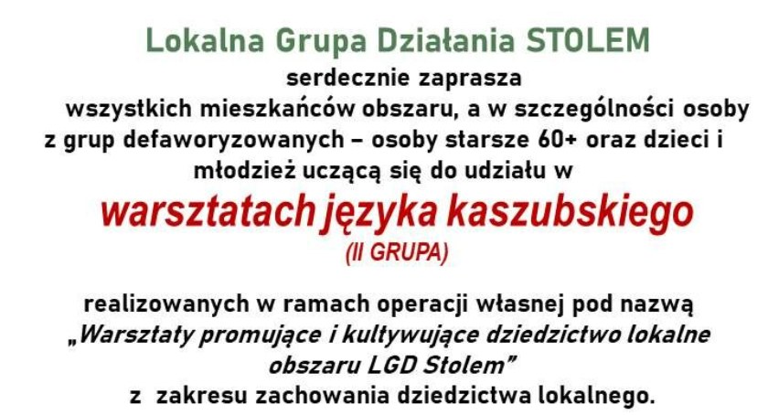 LGD Stolem zaprasza na warsztaty języka kaszubskiego