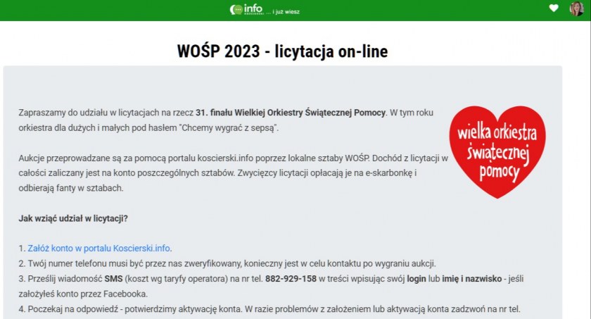 Kolejny raz gramy z WOŚP - zapraszamy na aukcje.koscierski.info!