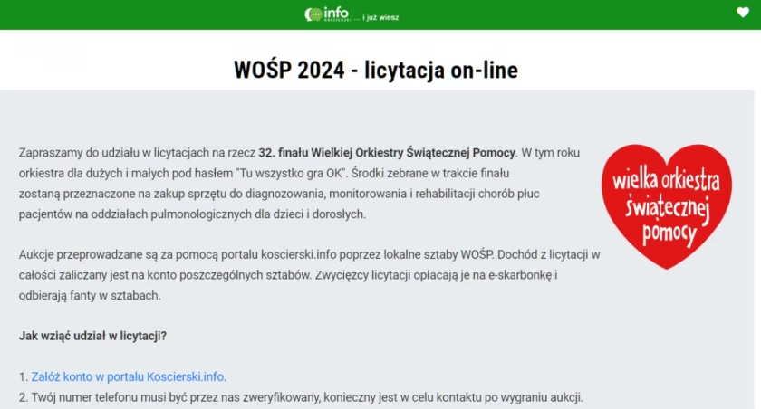 Kolejny raz gramy z WOŚP - zapraszamy na aukcje.koscierski.info!