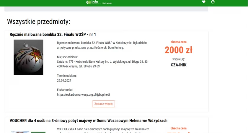  Licytacje na Koscierski.info - ugraliście 14.604 zł