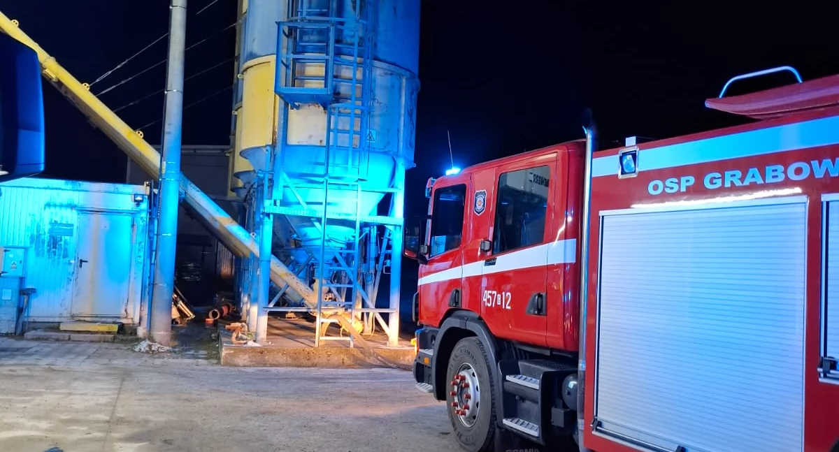 Kłobuczyno. Pożar zakładu produkującego beton!