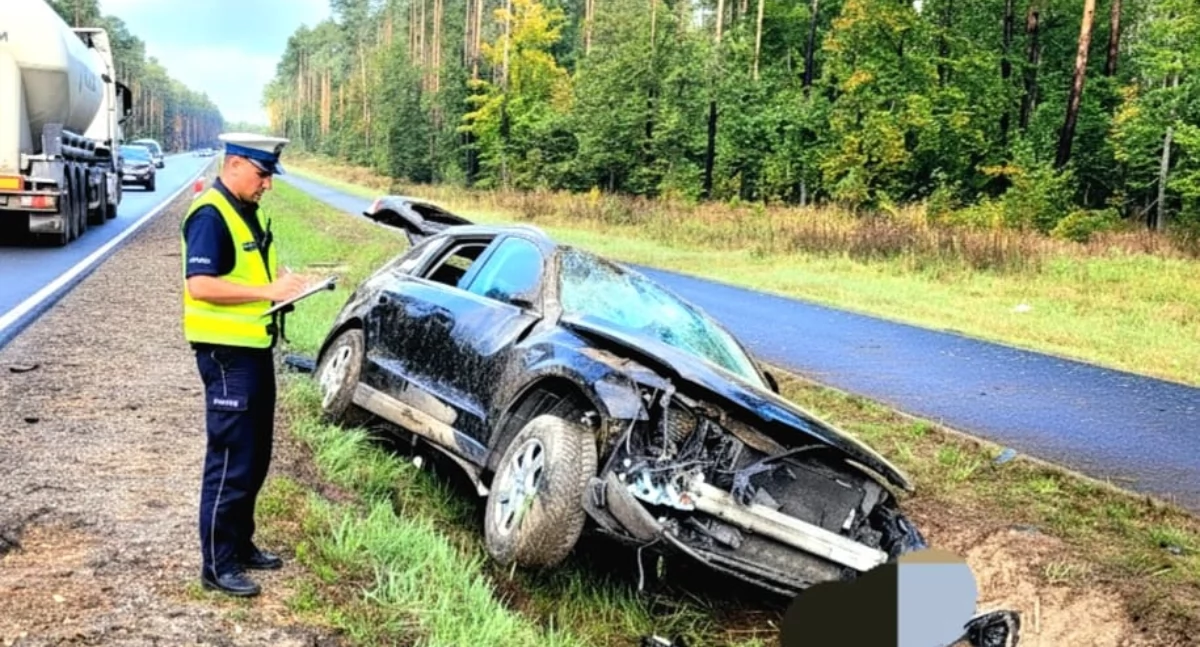 Samochód dachowował na krajowej 