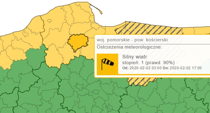 Wietrzna niedziela w powiecie kościerskim - wydano ostrzeżenia