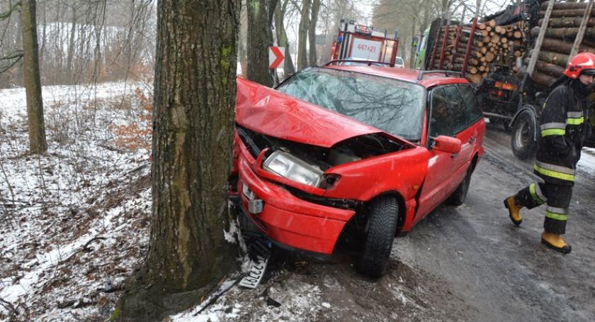 Połęczyno. VW Passat rozbił się na drzewie - ranna 32-latka