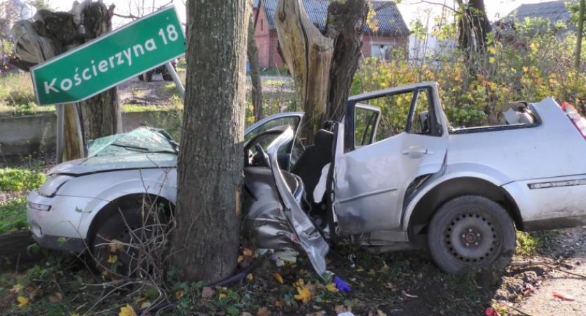 Chwarzenko. Ford uderzył w drzewo - dwie osoby w szpitalu