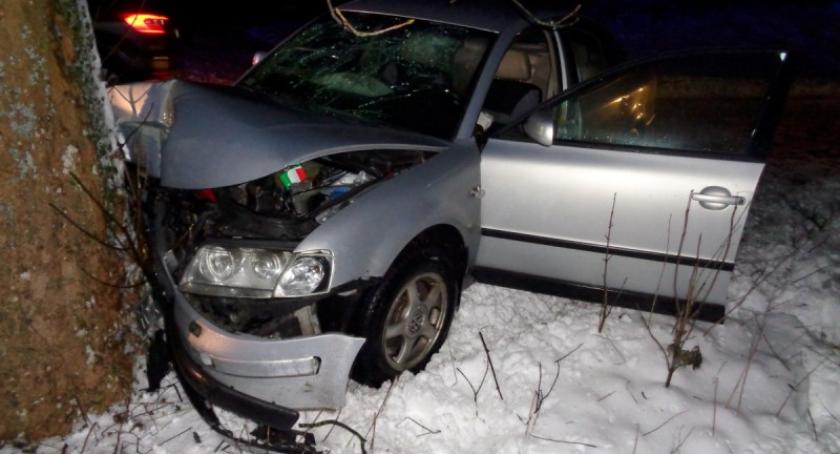 Wielki Klincz. VW Passat rozbił się na drzewie