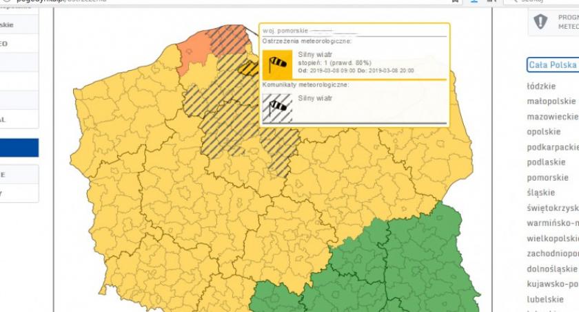 Wichury na Kaszubach - wydano ostrzeżenie przed silnym wiatrem