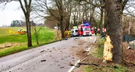 VW Caddy rozbił się na drzewie - 19-latek w szpitalu