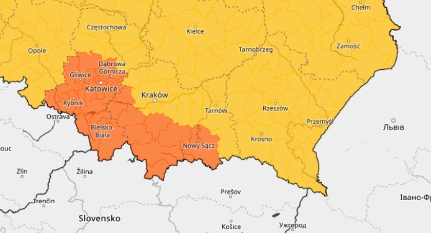 Alert pogodowy I i II stopnia dla regionu Beskidów
