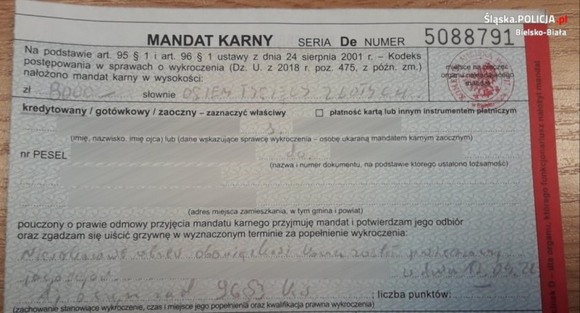Właściciel auta dostał 8 tys. zł mandatu za niewskazanie kierowcy, który dopuścił się wykroczenia