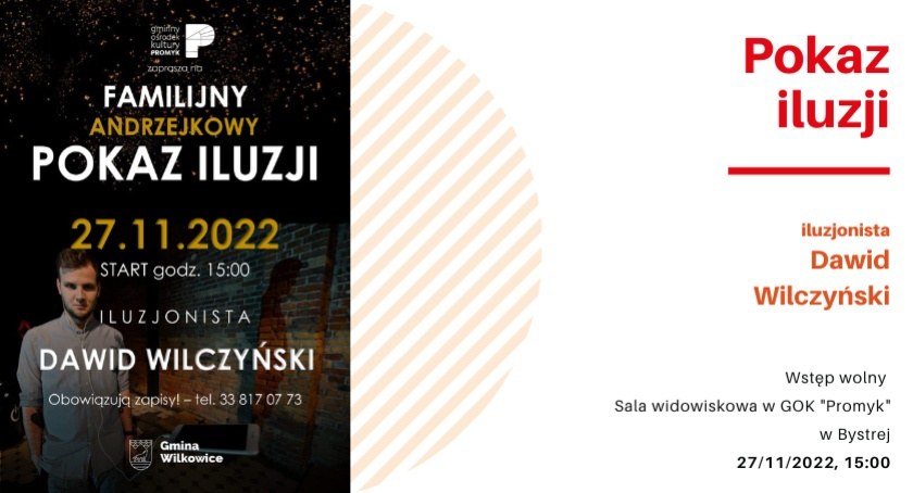 Andrzejkowy, familijny pokaz iluzji w GOK Promyk w Bystrej