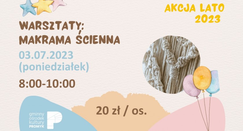 Warsztaty makramy ściennej w GOK Promyk w Bystrej