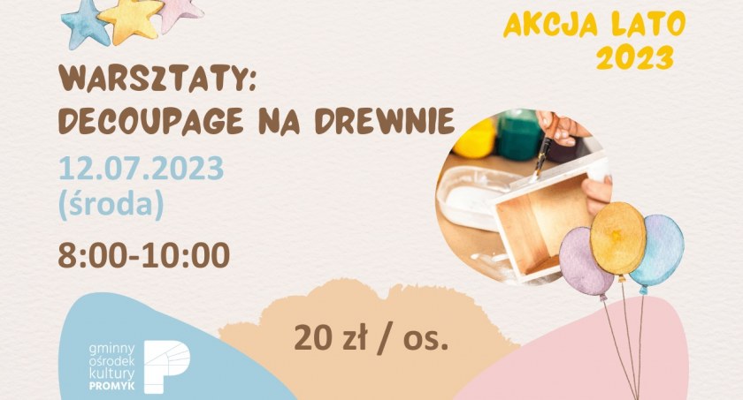 Warsztaty decoupage na drewnie w GOK Promyk w Bystrej
