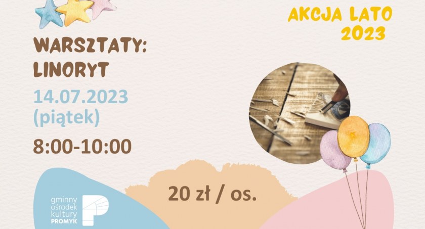 Warsztaty linoryt w GOK Promyk w Bystrej