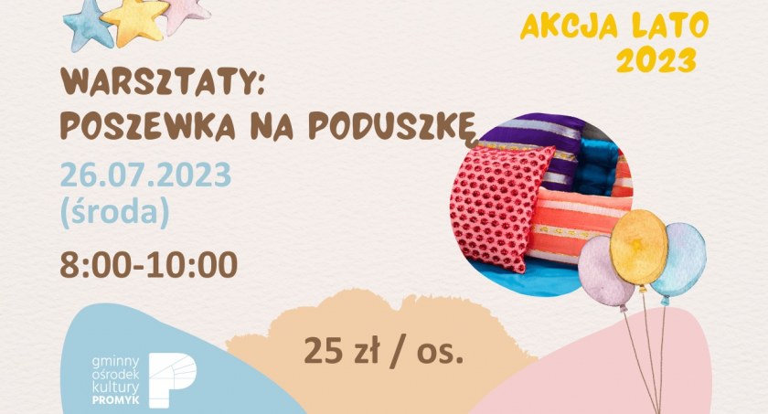 Warsztaty poszewka na poduszkę  w GOK Promyk w Bystrej