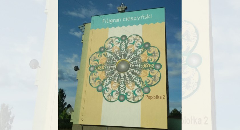Najnowszy mural w cieszynie prezentuje tradycyjny filigran