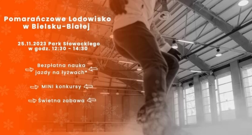Bezpłatna nauka jazdy na łyżwach w sobotę w Bielsku-Białej w ramach akcji Pomarańczowe lodowisko