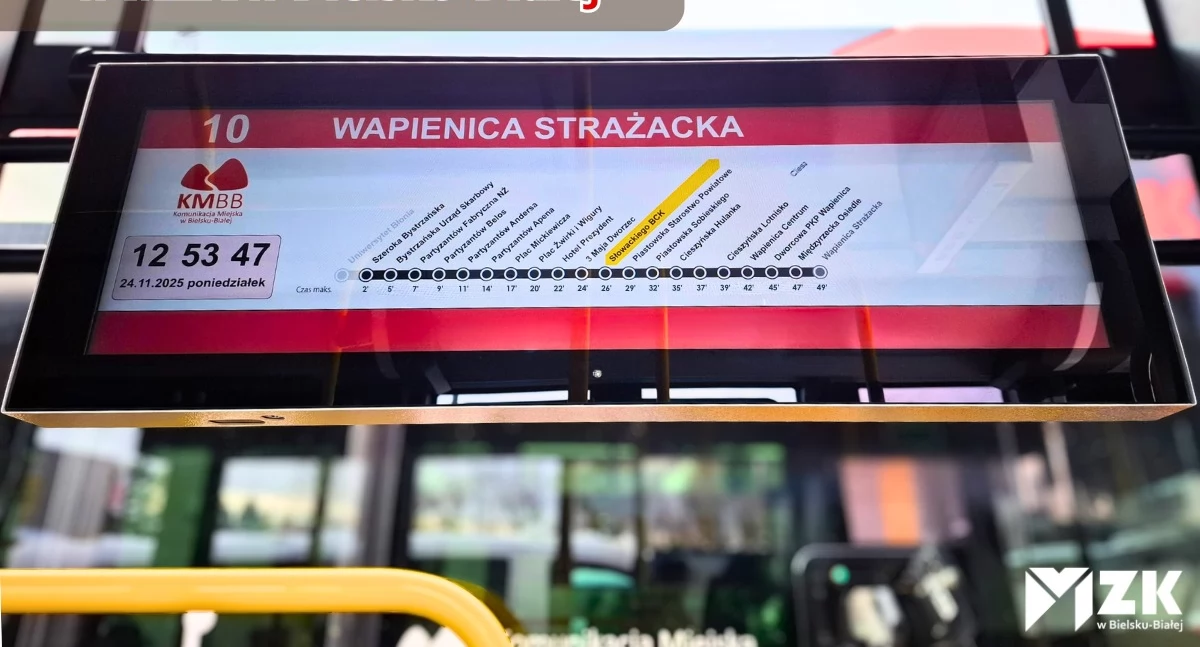 Nowe wyświetlacze wewnętrzne w autobusach MZK