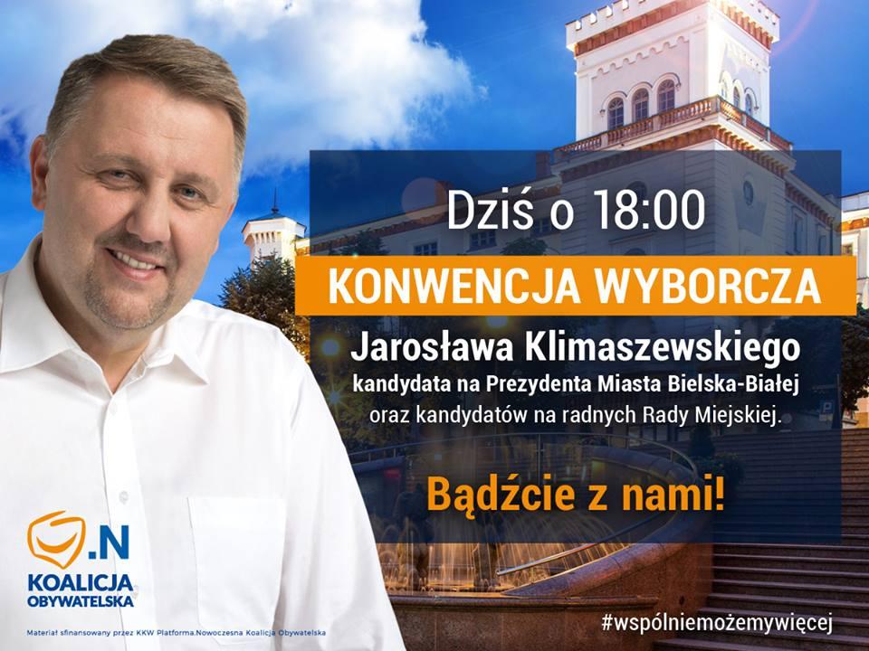 Konwencja wyborcza kandydata na Prezydenta Bielska-Białej Jarosława Klimaszewskiego