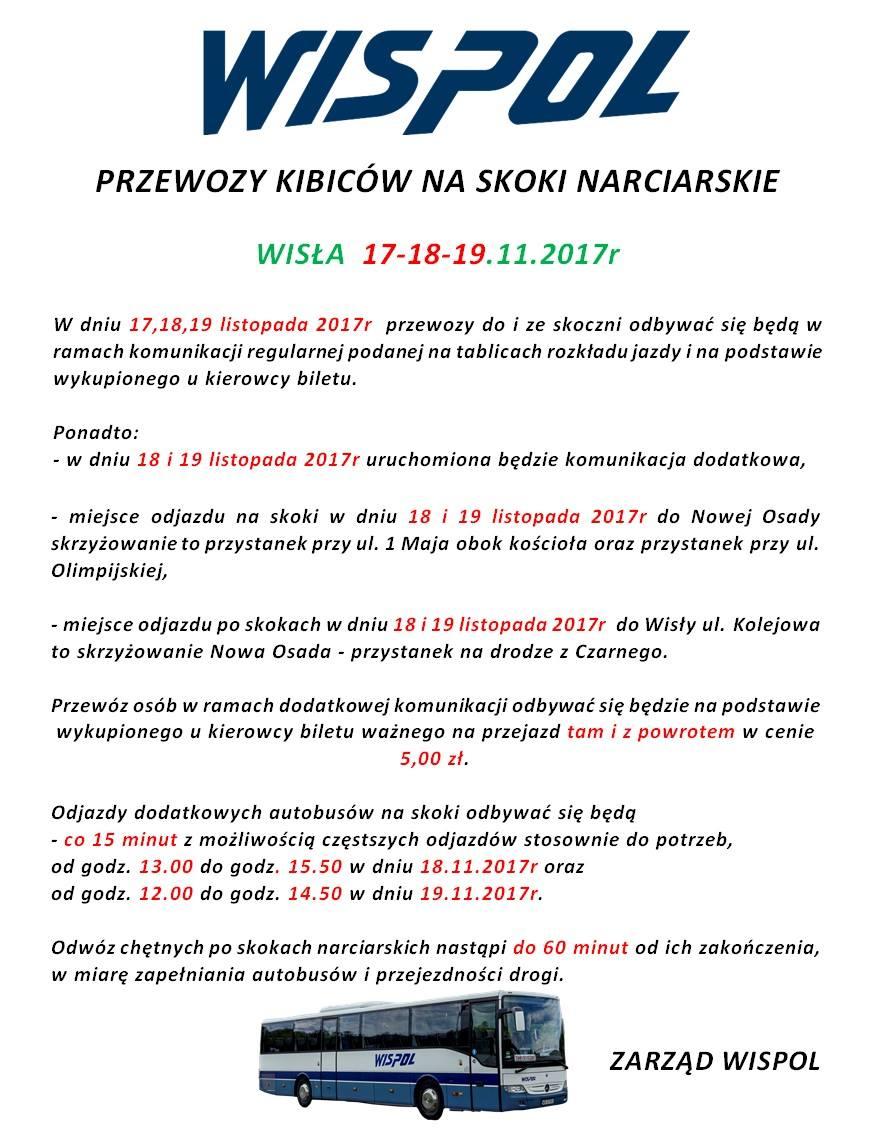 Puchar Świata Wisła 2017: transport autobusowy dla kibiców