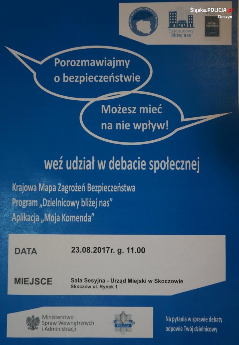 Policja w Skoczowie zaprasza na debatę społeczną