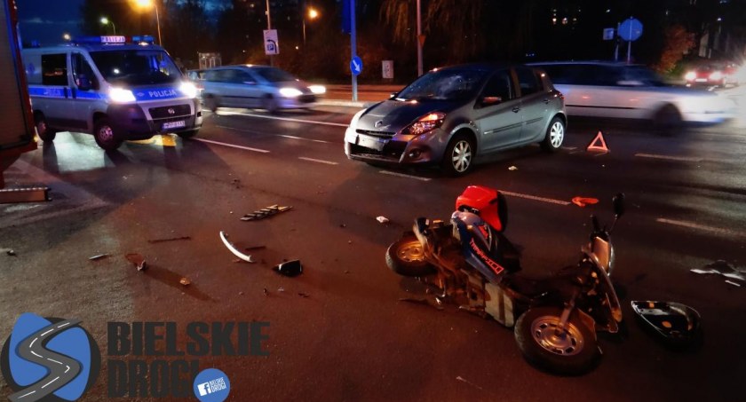 Groźny wypadek  motorowerzystki w Bielsku-Białej