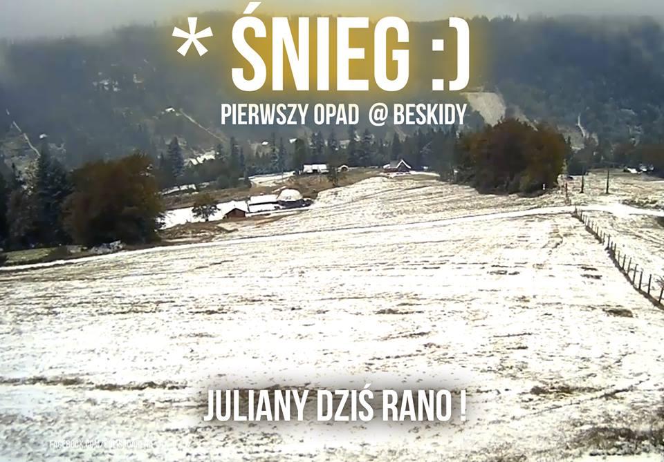 W Beskidach spednie pierwszy śnieg poza tym kontynuacja deszczowej pogody