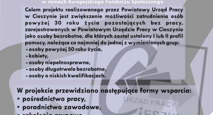 Cieszyn. Aktywizacja osób bezrobotnych w wieku 30+