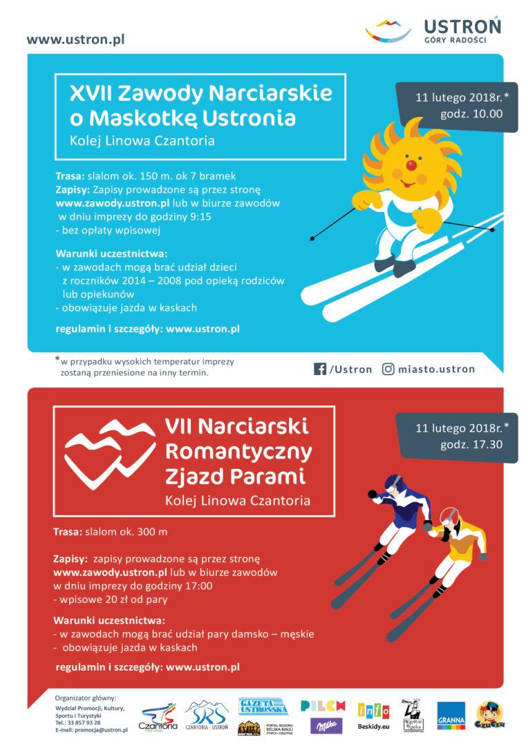 Ustroń: XVII Zawody Narciarskie o Maskotkę Ustronia oraz Romantyczny Zjazd Parami 11.02