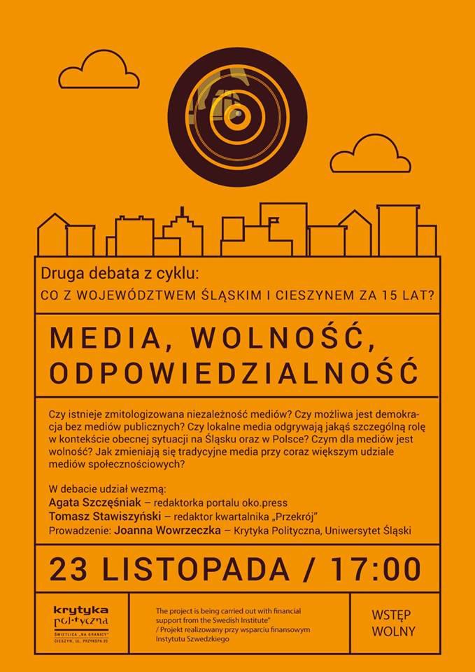Cieszyn: Media, wolność, odpowiedzialność - debata 23.11