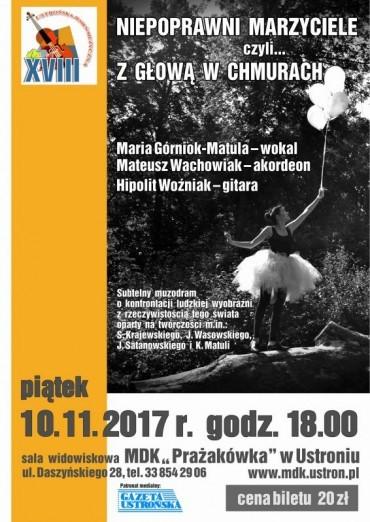 Ustroń: Ustrońska Jesień Muzyczna: Niepoprawni Marzyciele, czyli z głową w chmurach 10.11
