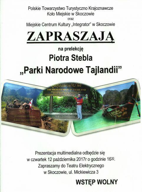 Skoczów: Prelekcja Piotra Stebla „Parki Narodowe Tajlandii” 12.10