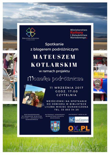 Skoczów: Spotkanie z blogerem podróżniczym Mateuszem Kotlarskim 11.09