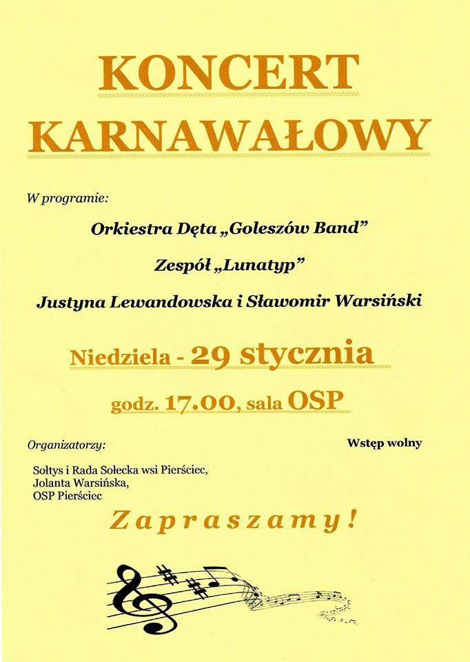 Pierściec zaprasza na koncert karnawałowy 29.01