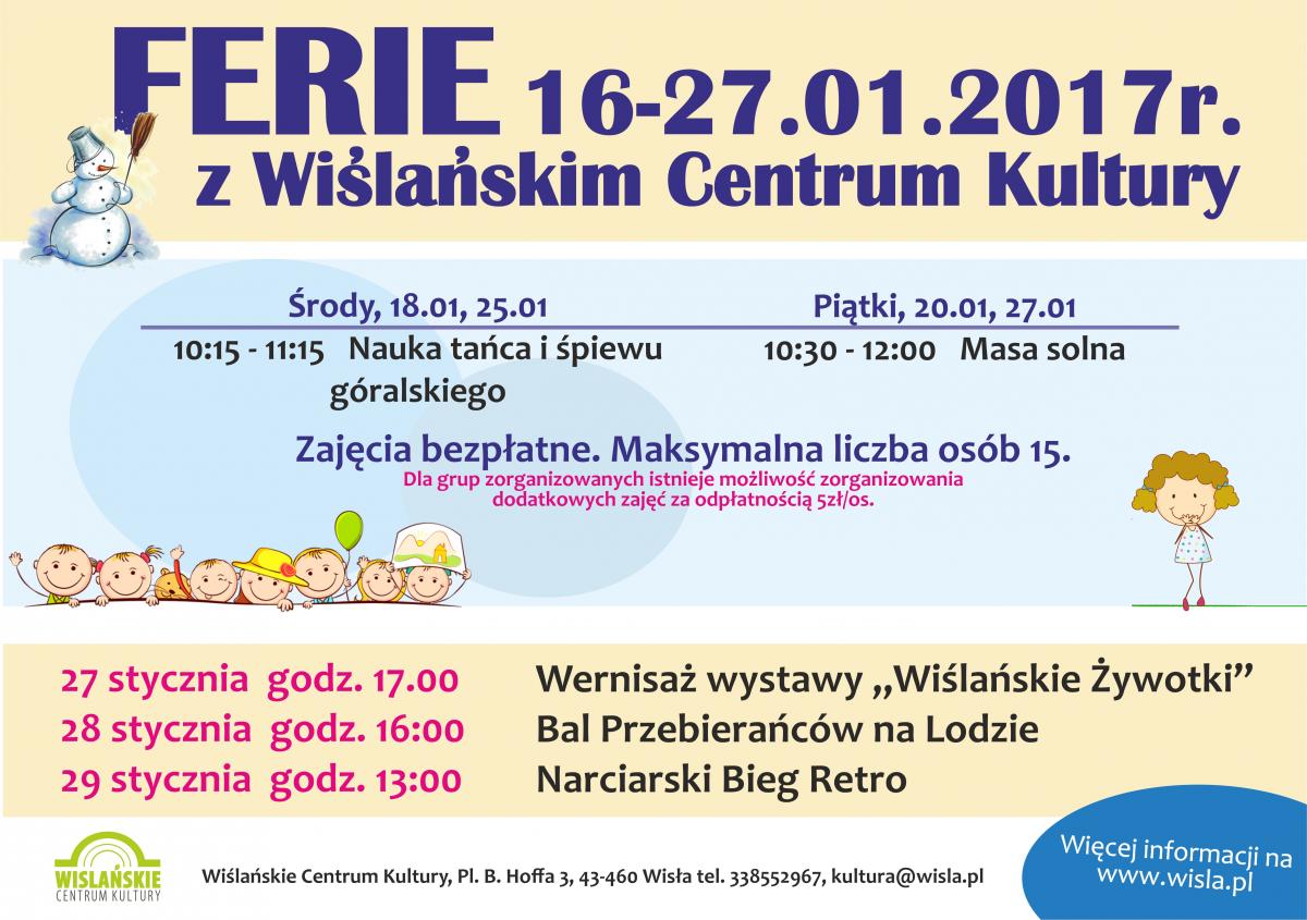 Ferie zimowe z Wiślańskim Centrum Kultury 16-29.01