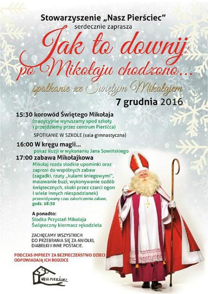 Pierściec zaprasza na spotkanie z Mikołajem 7.12