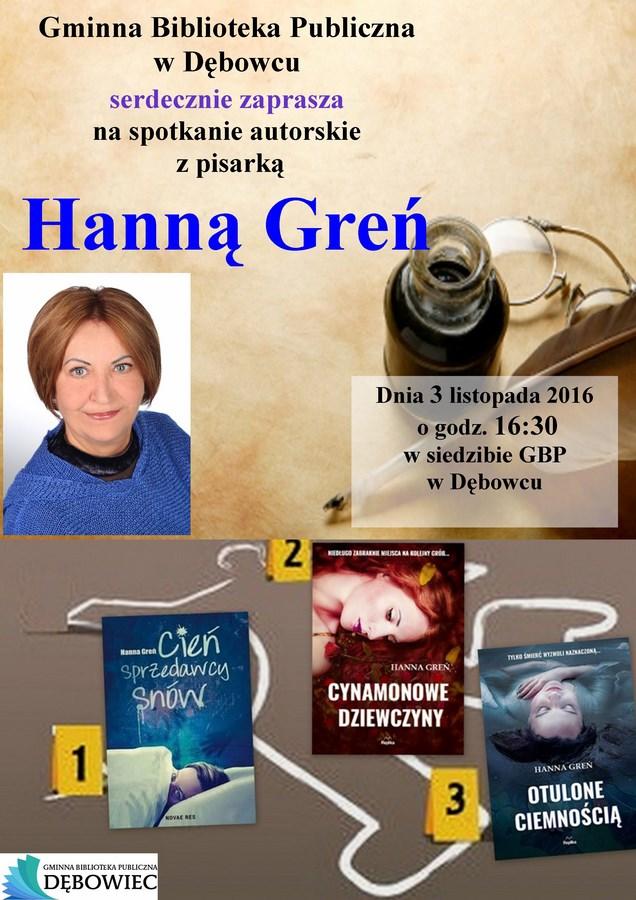 Spotkanie autorskie z Hanną Greń 3.11
