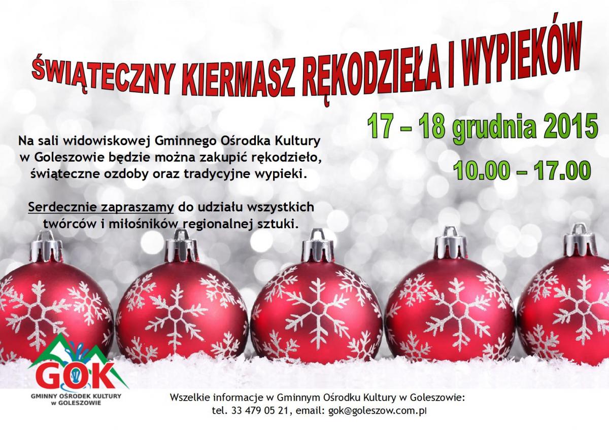 Goleszów: Kiermasz rękodzieła i wypieków 17-18.12