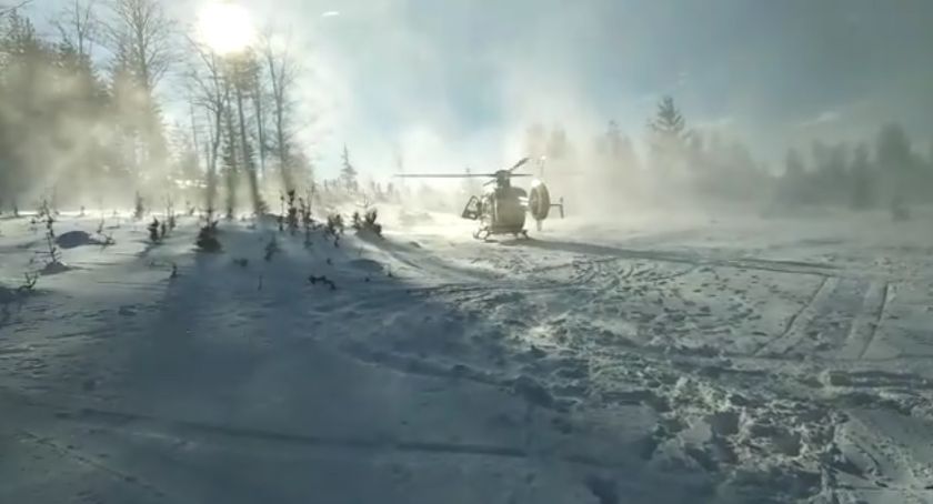 Śmigłowiec LPR lądował w Szczyrkowskim Ośrodku Narciarskim. Wypadek na nartach FILM