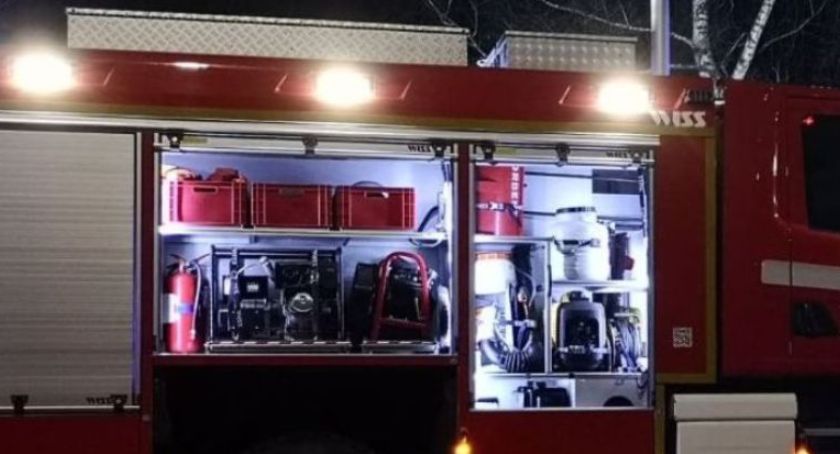 Pożar w budynku żywieckiej Straży Pożarnej 