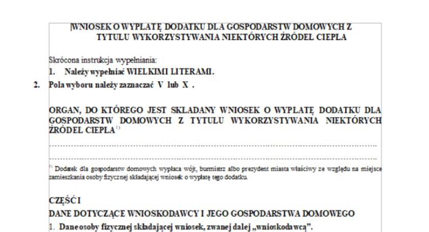 Dodatek do źródeł ciepła innych niż węgiel