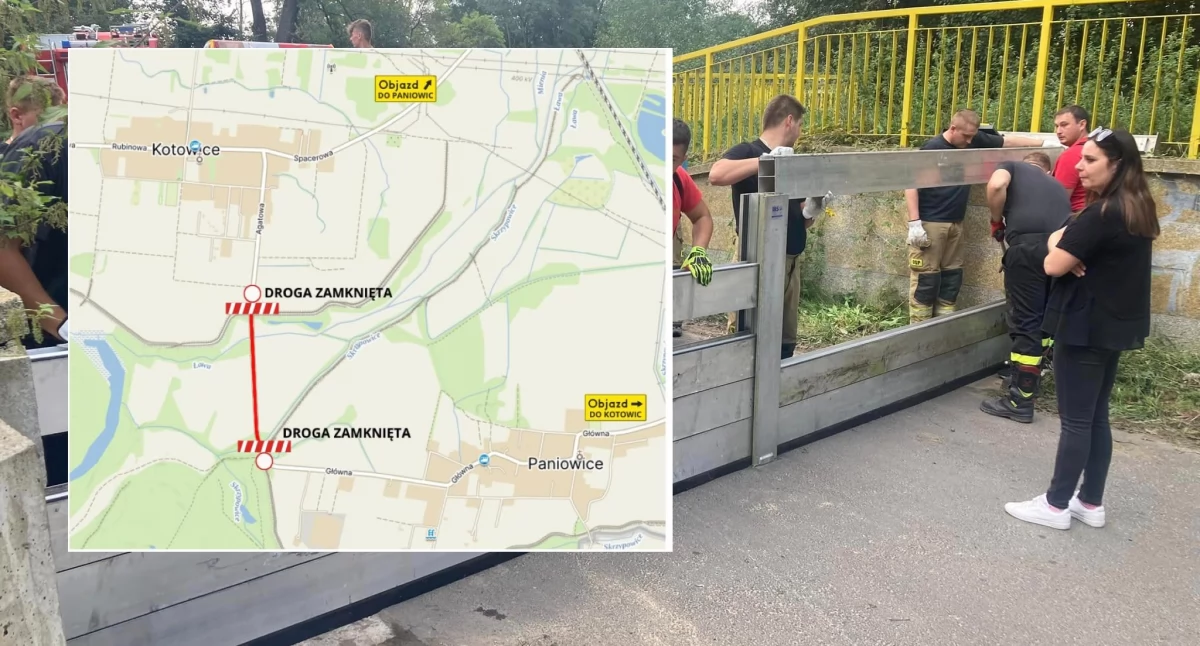 Zapora przeciwpowodziowa - droga zamknięta do odwołania