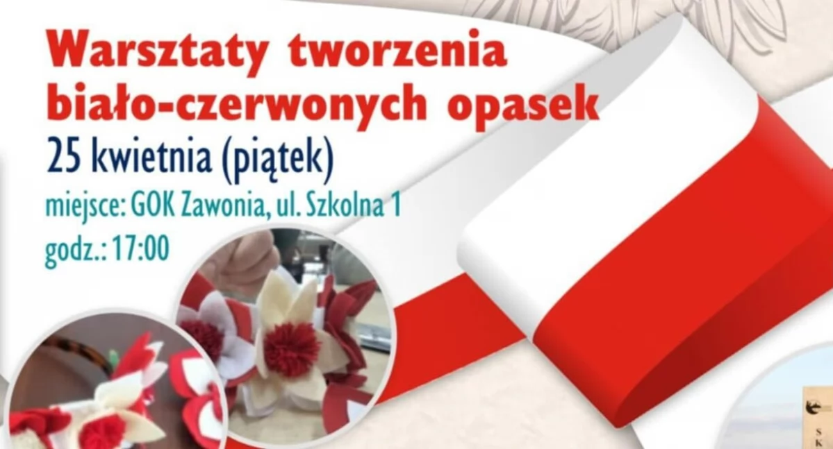 Warsztaty tworzenia opasek patriotycznych w Zawoni