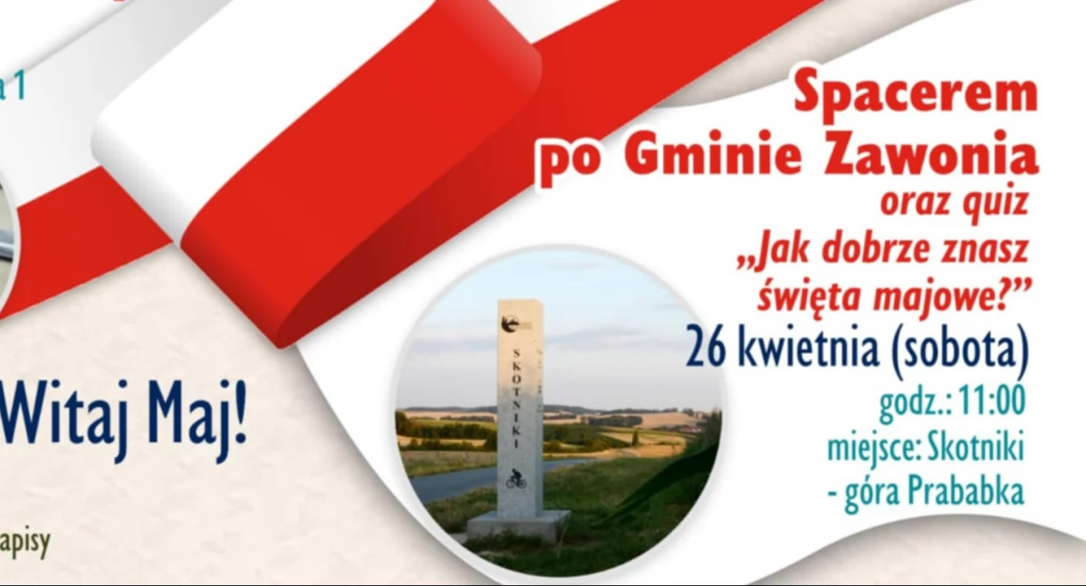 Spacer po gminie Zawonia i quiz o świętach majowych
